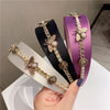 Vintage Luxury Pearl Gem Bee Alloy Wide Headband Full Pearl